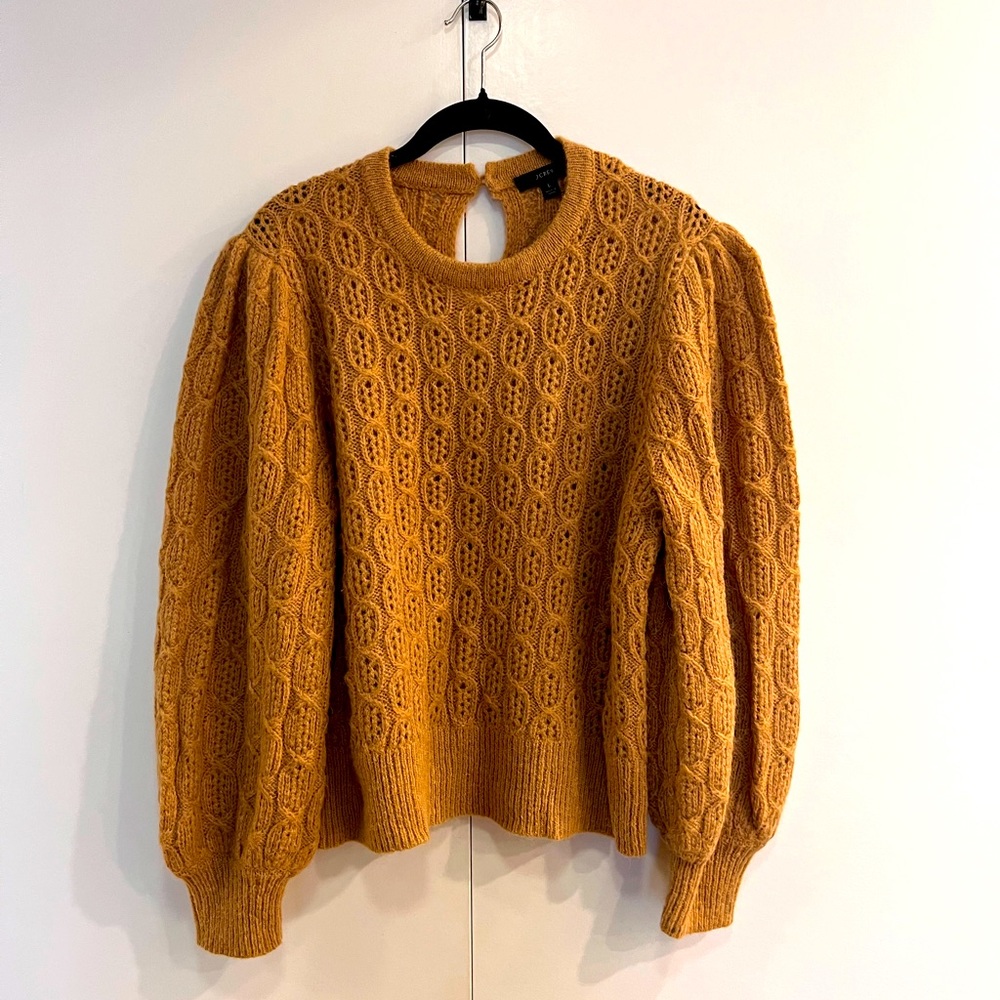 JCrew Balloon-sleeve cable-knit Sweater